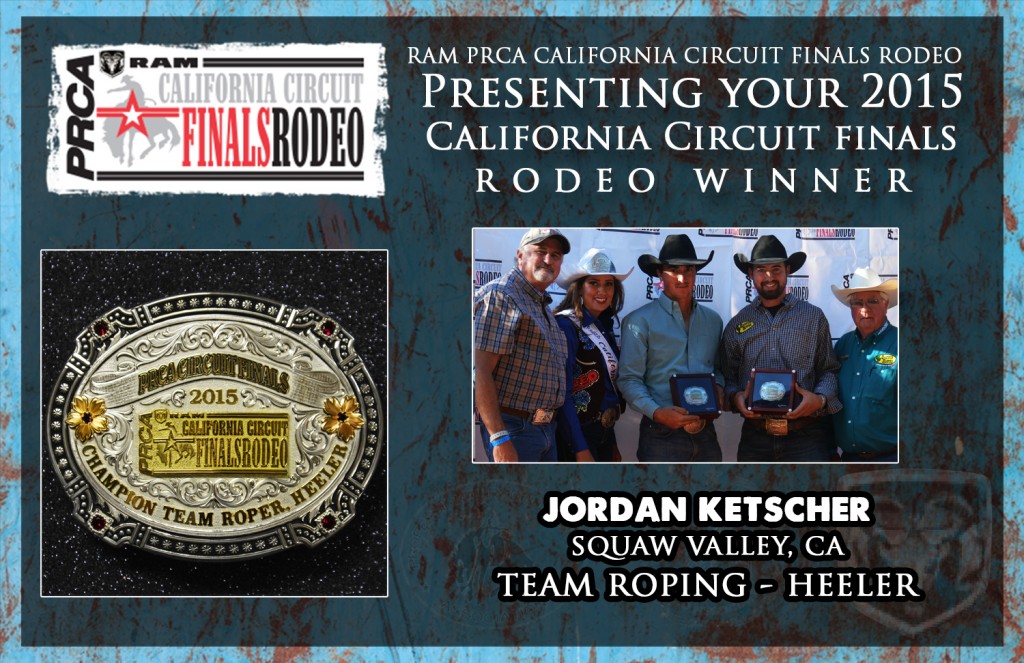 2015 RAM PRCA California Circuit Finals Rodeo Average Winner - Jordan Ketscher - Team Roping Heeler