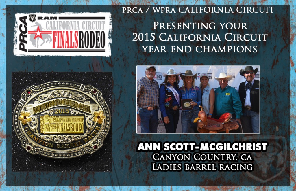 WPRA California Circuit Year End Champion Ladies Barrel Racing - Ann Scott-McGilchrist