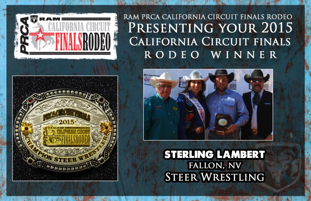 2015 RAM PRCA California Circuit Finals Rodeo Average Winner - Sterling Lambert - Steer Wrestling