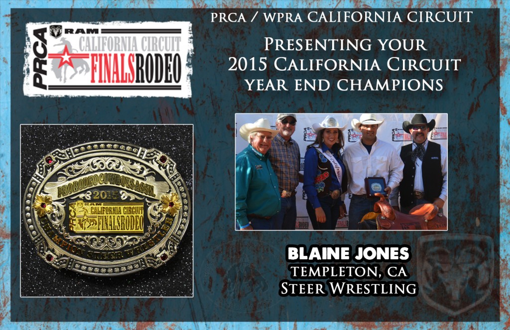 PRCA California Circuit - Year End Champion Steer Wrestler - Blaine Jones