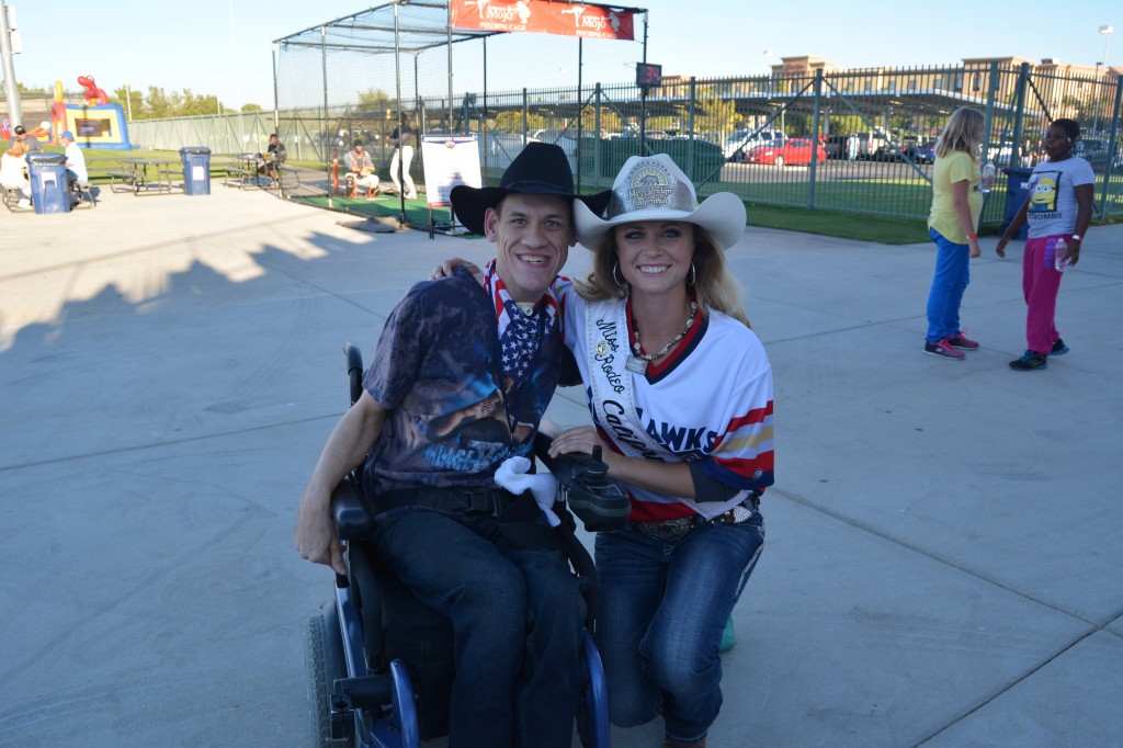 Making friends!  JetHawks Stadium - Lancaster CA, where she threw out the first pitch!