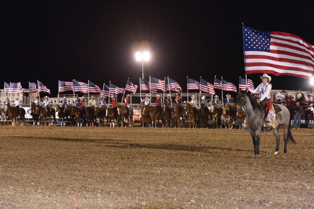 Visiting Royalty and Miss Rodeo California Contestants - Grand Entry - 2018 RAM PRCA California Circuit Finals Rodeo - photo srn