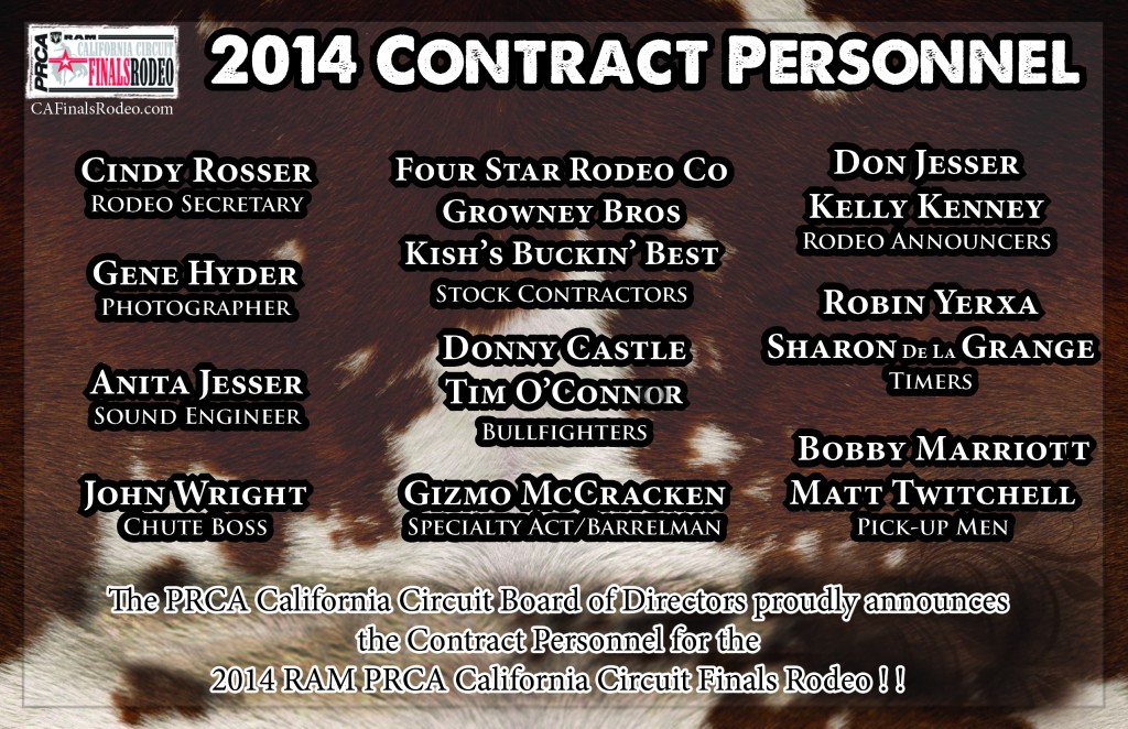 Contract Personnel - 2014 RAM PRCA California Circuit Finals Rodeo