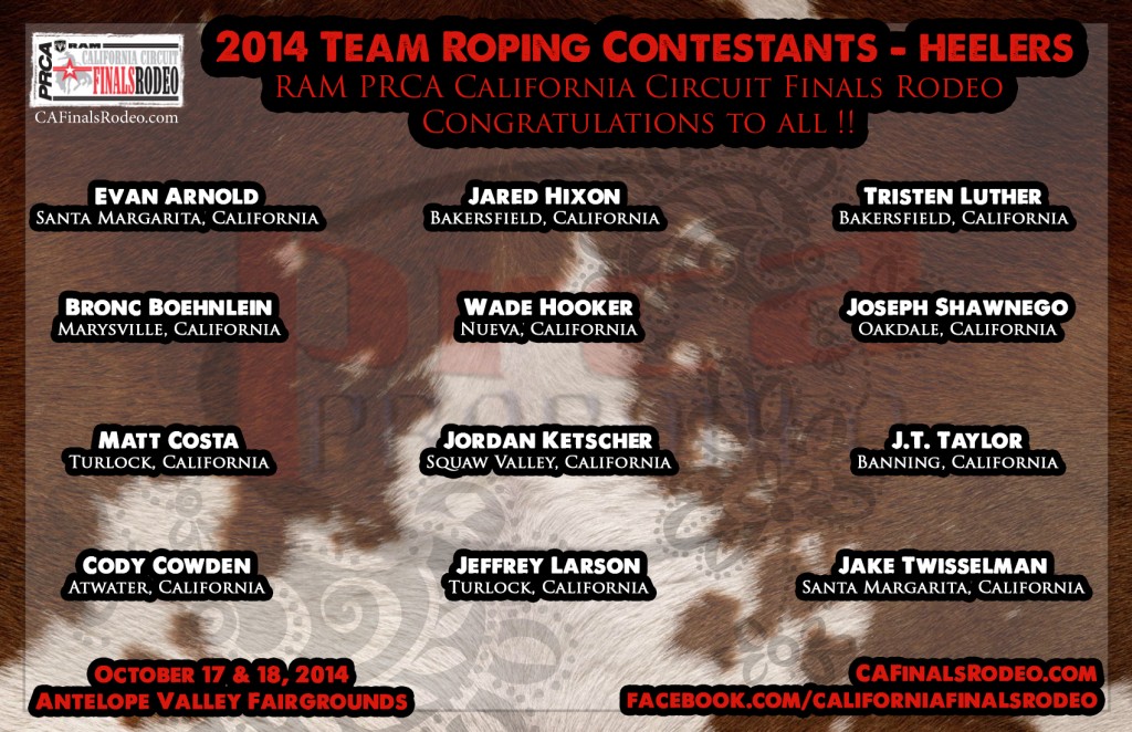 2014 RAM PRCA CA Circuit Finals Rodeo - Team Roping/Heelers - Contestants - Congratulations
