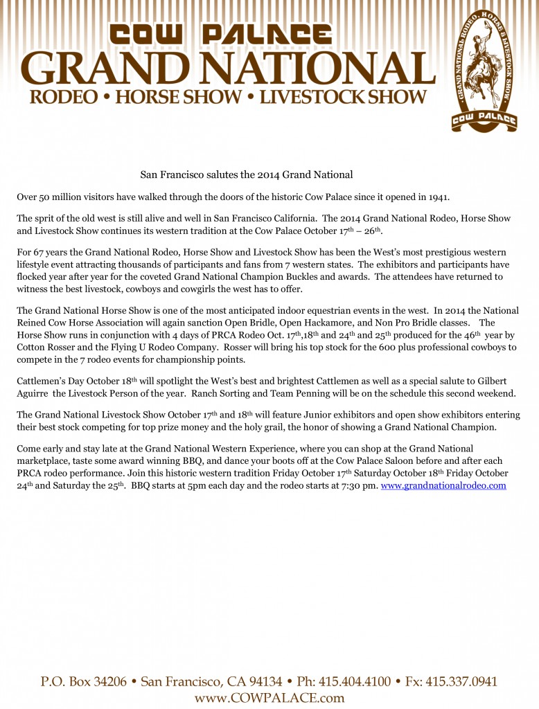 Grand National Rodeo Press Release