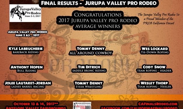 Final Results – Jurupa Valley Pro Rodeo – June 2 & 3, 2017