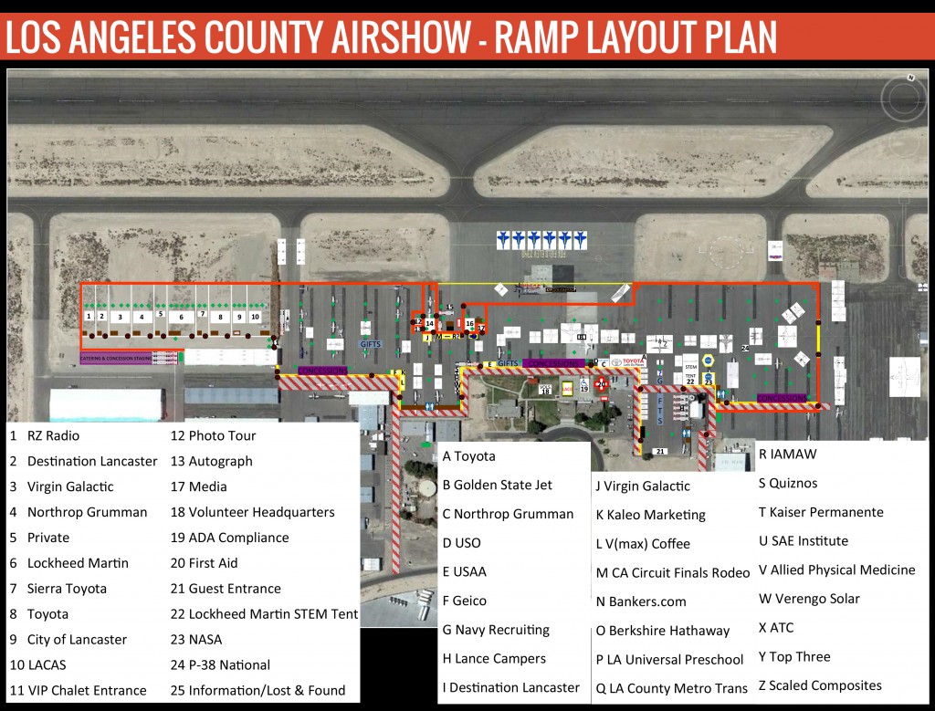 Ramp Layout for the Los Angeles County Air Show at William J Fox Field - We will be at "Space M"