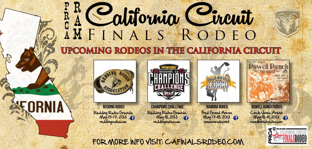 Redding Rodeo, Wrangler Champions Challenge, Ramona Rodeo, and Rowell Ranch Rodeo