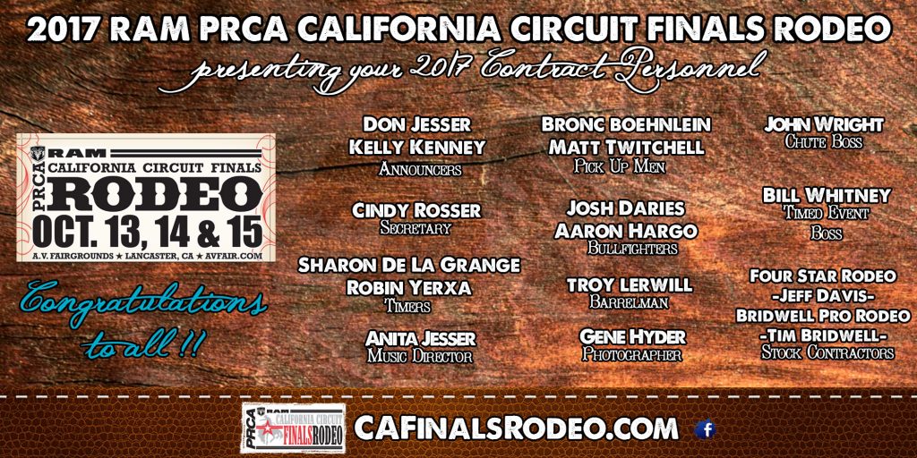 Presenting your Contract Personnel - 2017 RAM PRCA California Circuit Finals Rodeo