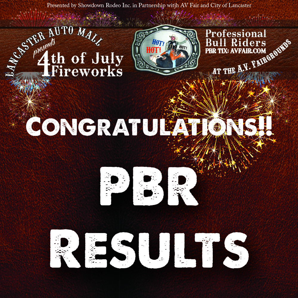 Final Results – 4th of July Extravaganza – Professional Bull Riding Touring Pro Division