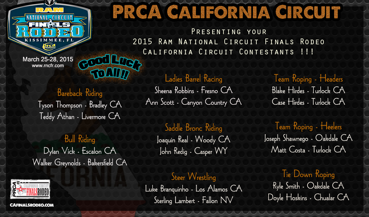 RNCFR Starts Today!  16 of the PRCA/WPRA CA Circuits’ Best are in Kissemmee, Florida!