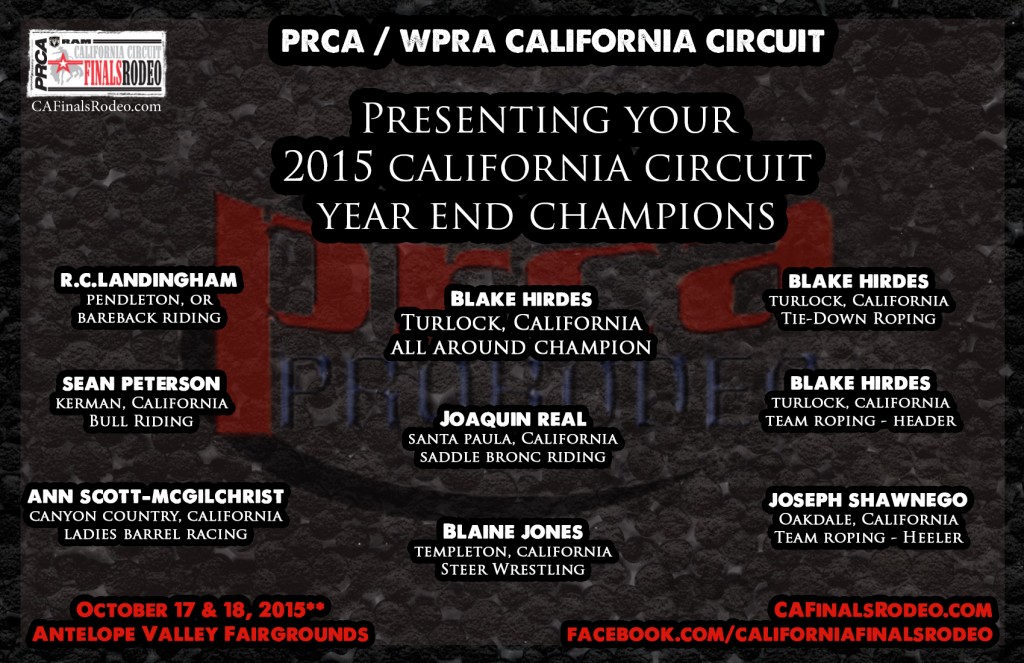 2015 PRCA / WPRA California Circuit Year End Champions